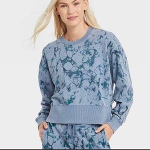 Joy Lab NWT Women's Blue Marble Print Relaxed Fit Sweatshirt Size Small